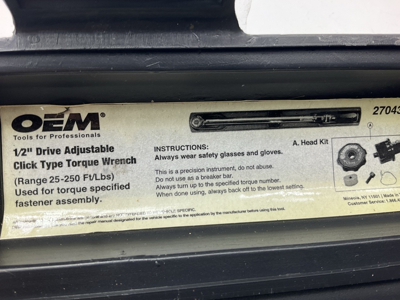 USED #12 – OEM Tools 1/2″ Drive Click Type Torque Wrench (30-250 Ft Lb)