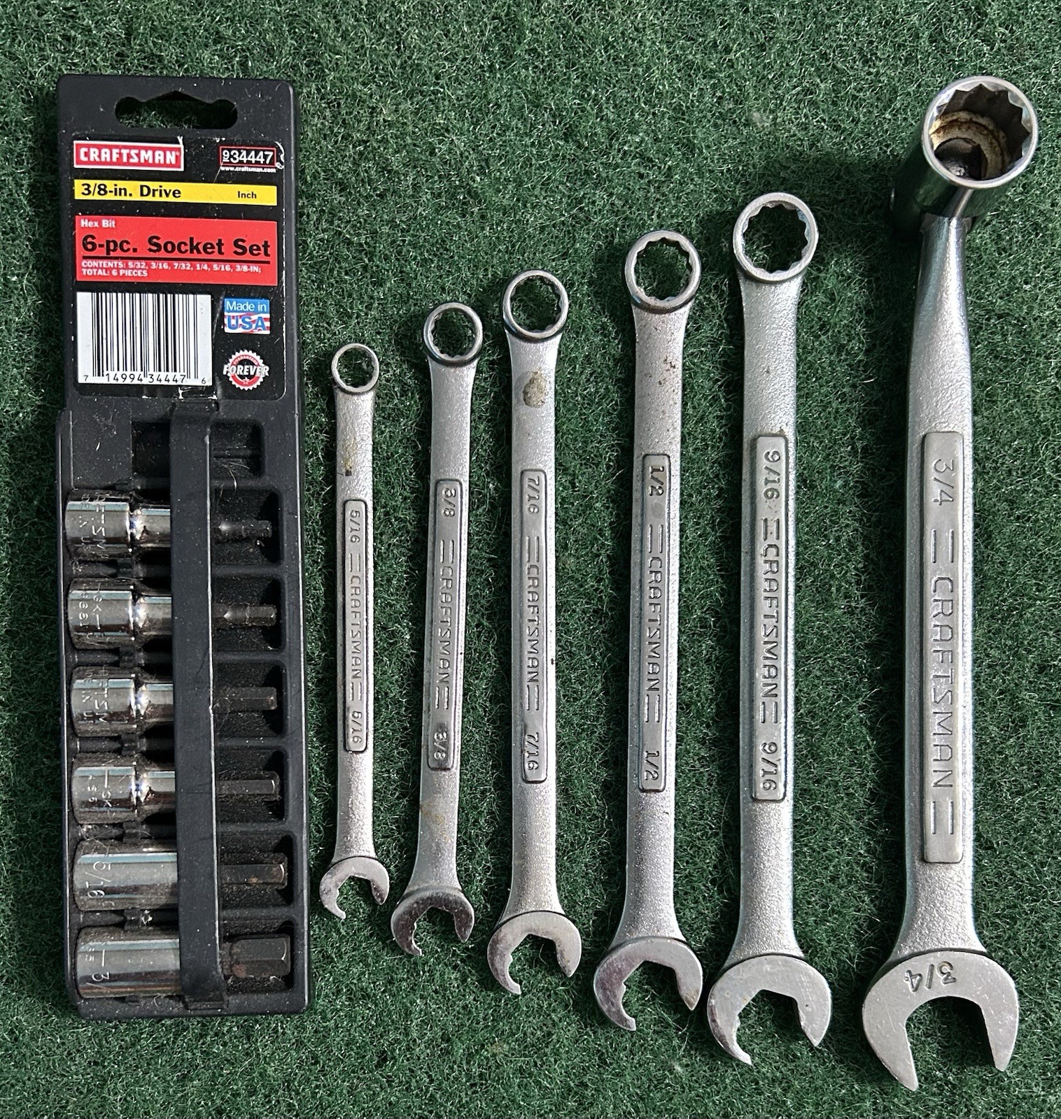 Craftsman 6 Piece Socket Set, & Non Slip Wrenches, & 3/4” Socket Wrench
