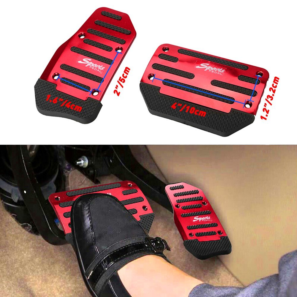Automatic Non-Slip Gas Foot Brake Pedal Pad Cover Set Accessories Universal Red