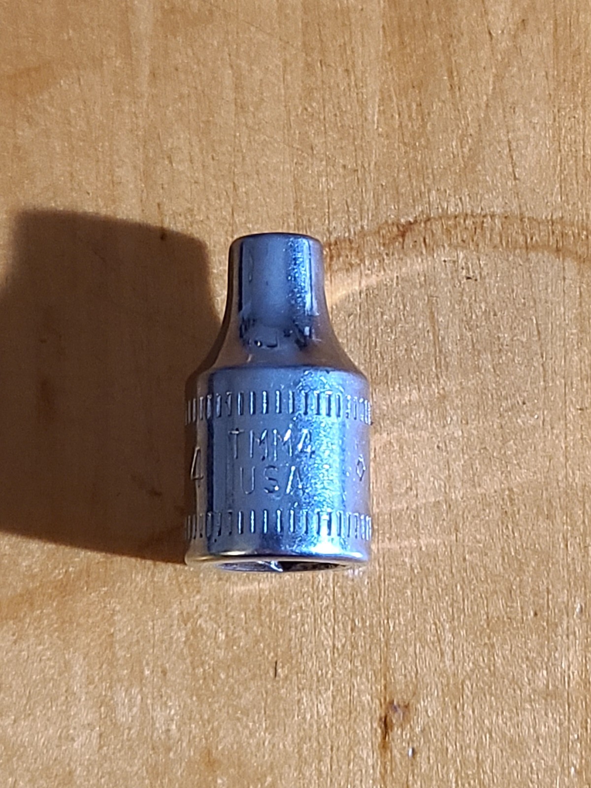 Snap On Tools 1/4” Drive 4MM 6 Point Metric Shallow Chrome Socket TMM4 USA VTG