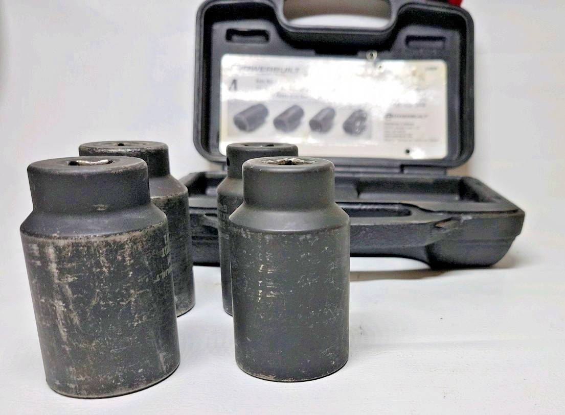 POWER BUILT ,AXLE NUT SOCKET SET, 648635, 4PC.WITH HARD CASE, KIT 10 ( B4)