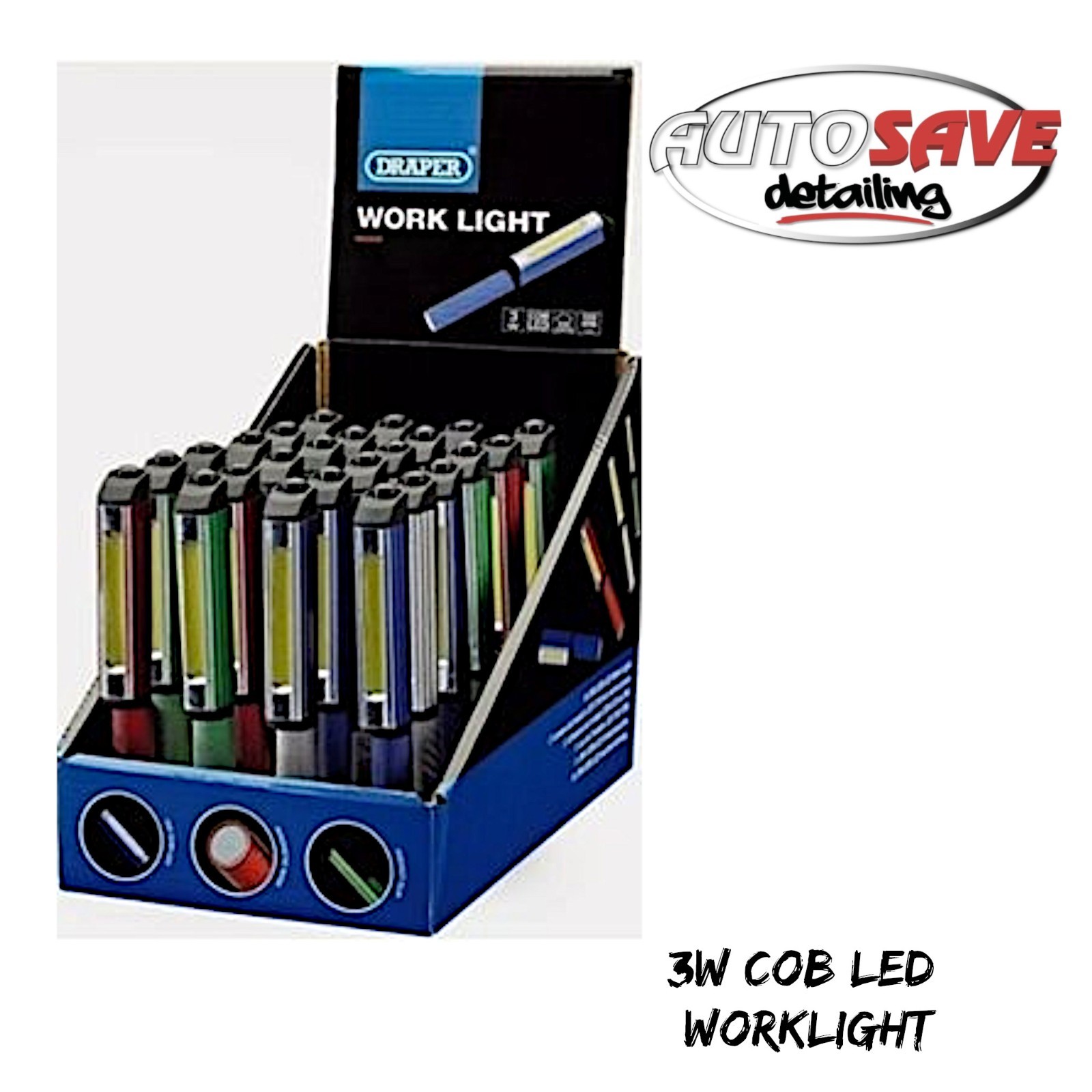 Draper – 3W COB LED Worklight, Various Colours, Colour Picked At Random