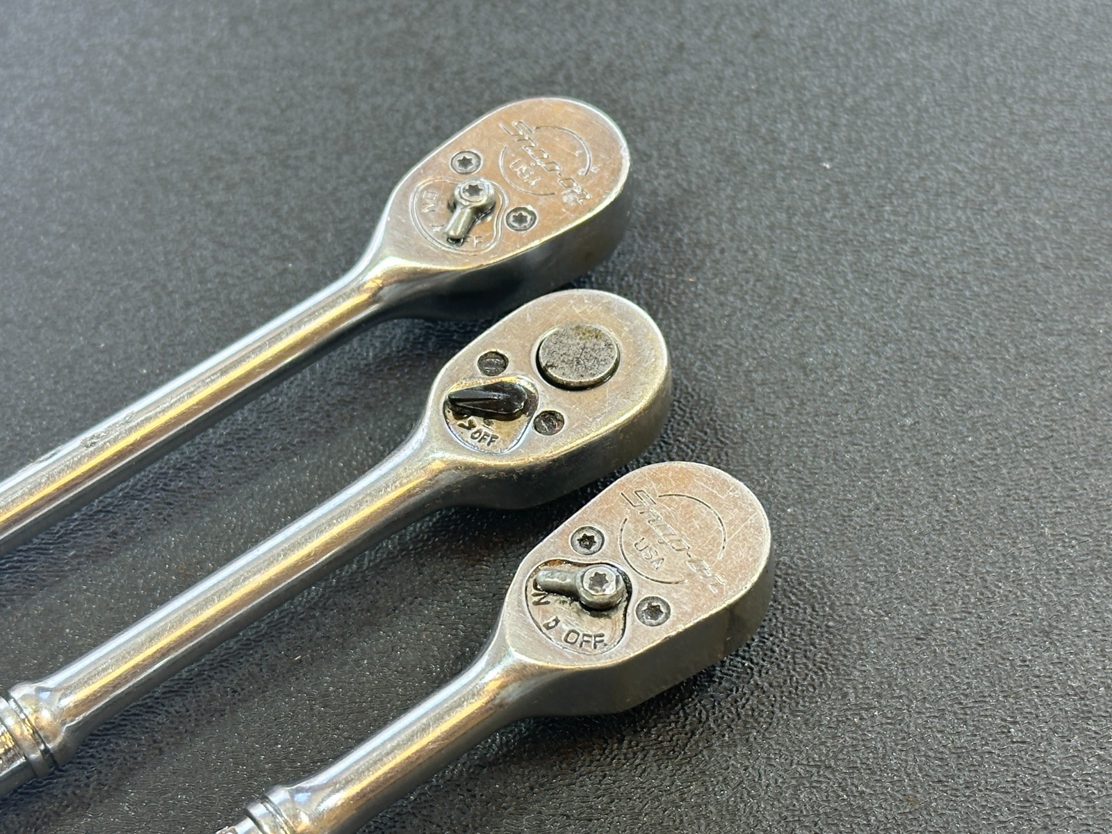 🇺🇸 Snap-on Tools USA 3pc 1/4” Drive Chrome Ratchet Set Lot TML830, TM75, TM830