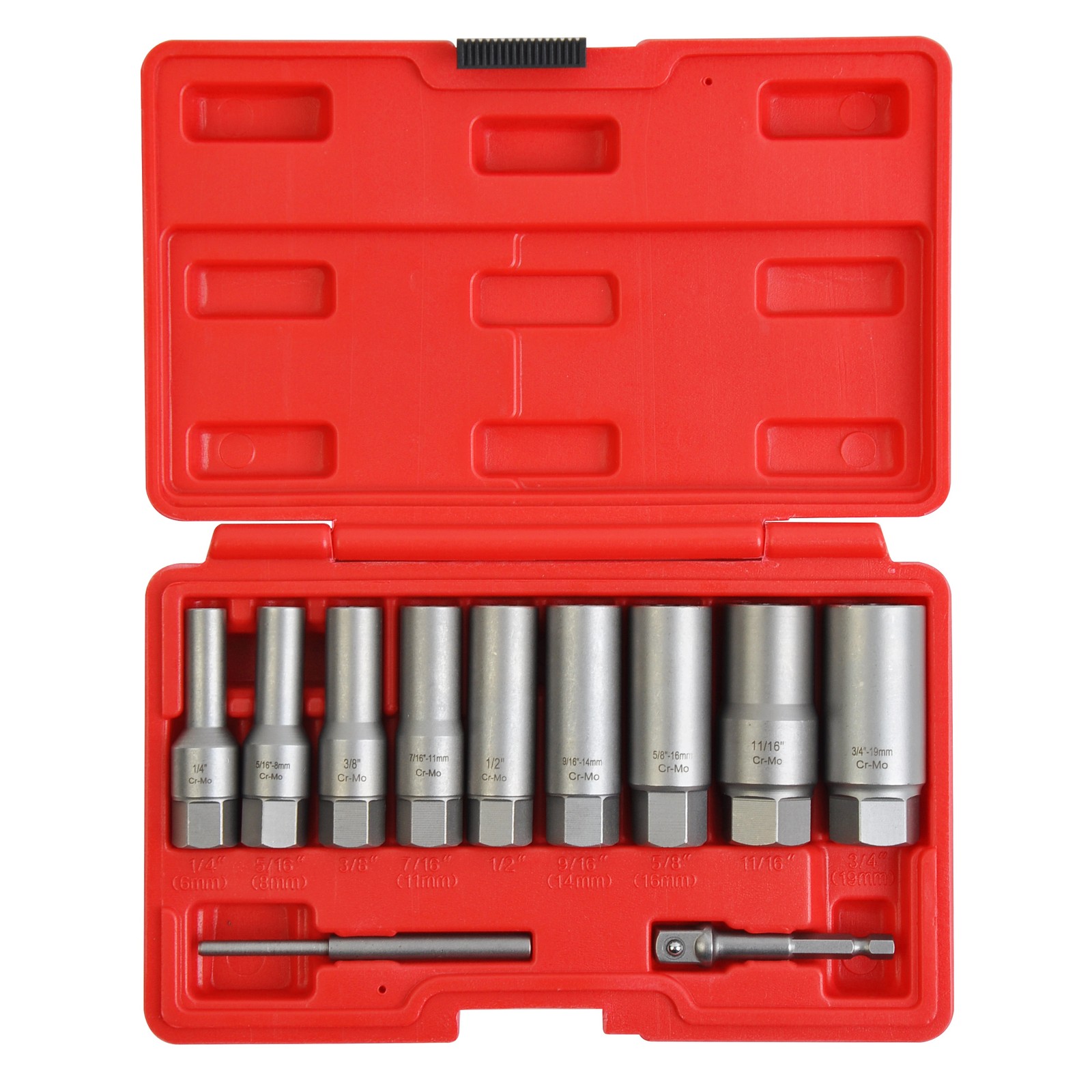 11-Piece Spiral Bolt Extractor Kit -Quick & Easy Broken Lug Nut Removal Tool Set
