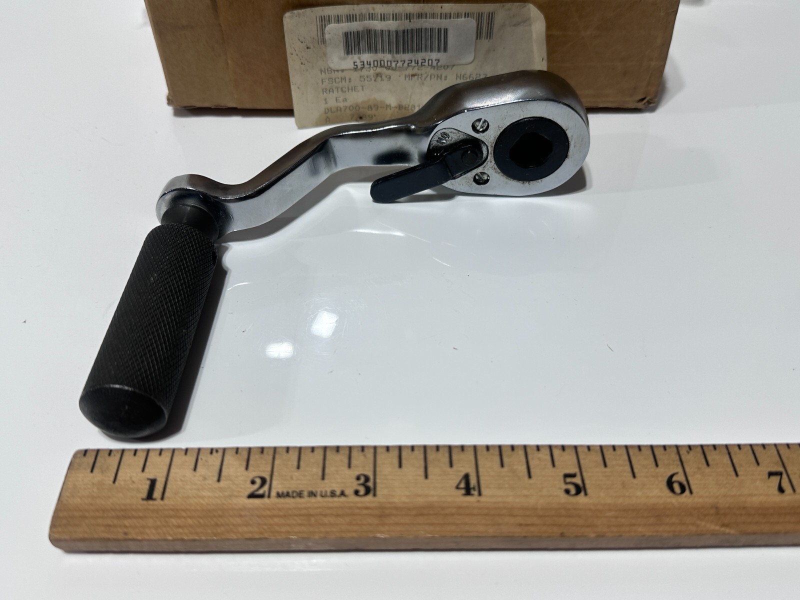 NOS Snap-On USA N6623 1/2 Drive Ratchet Offset Knurled Twist Spinner Handle RARE
