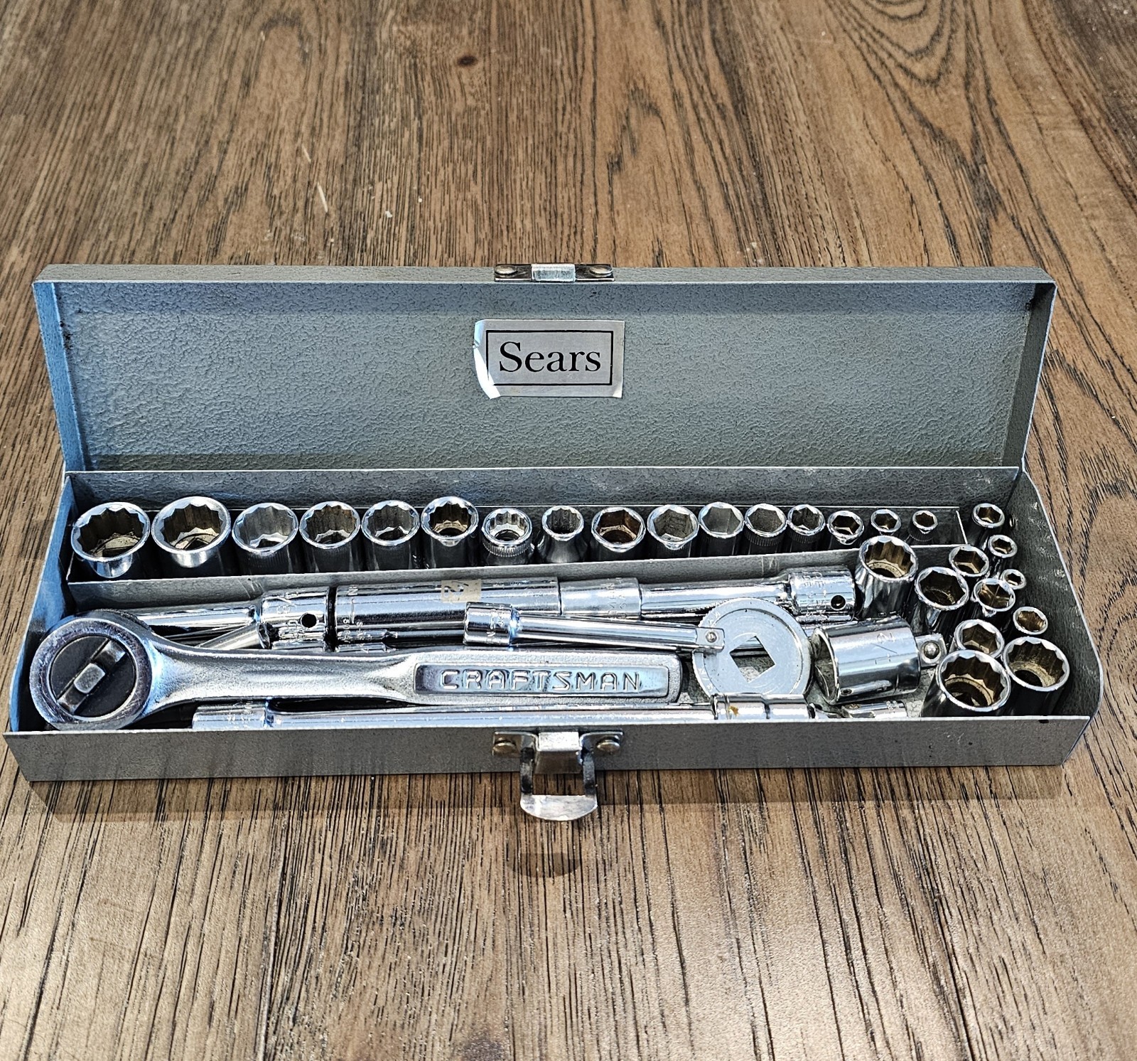 Vintage Craftsman Sears SAE Metric Socket Set W/ Metal Case USA 39 Piece + Case