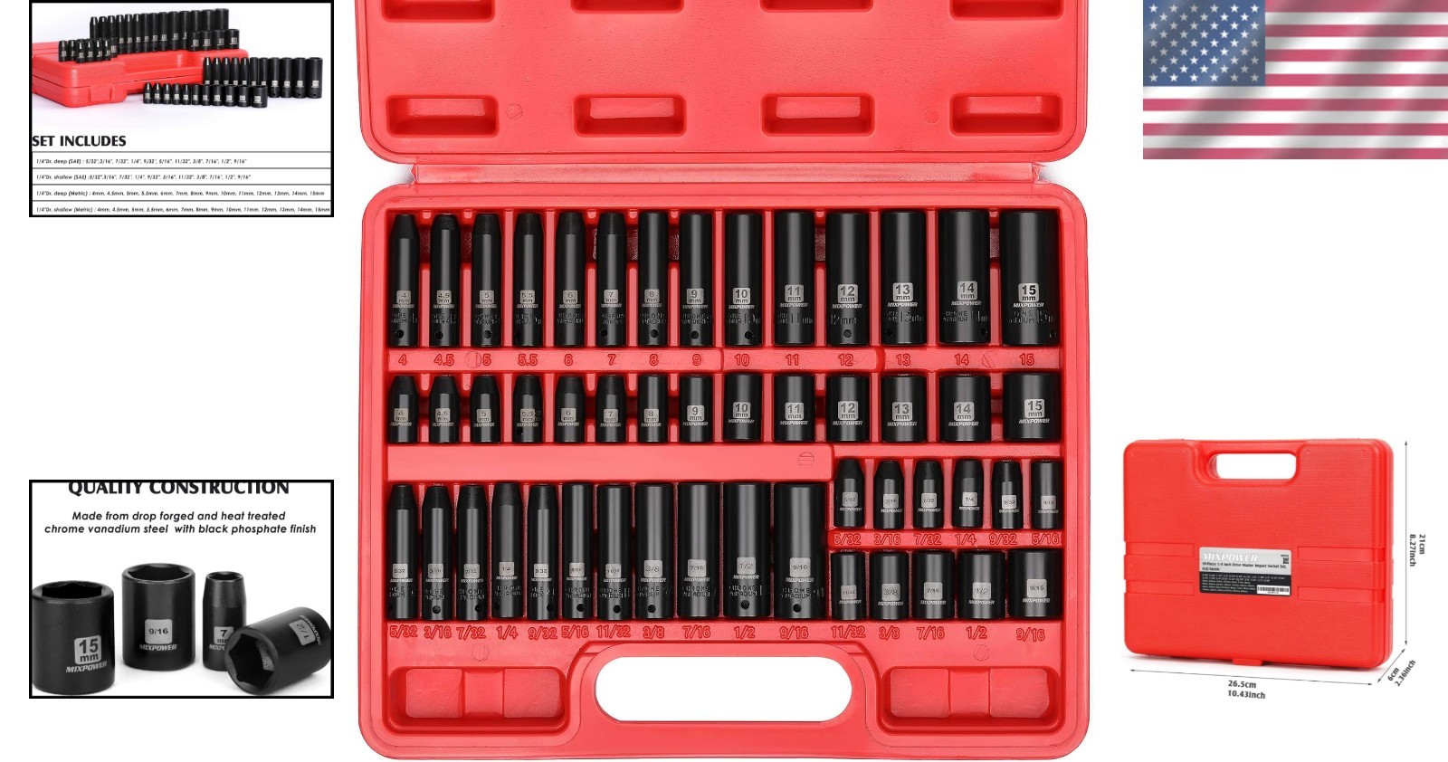 Versatile 1/4″ Impact Socket Set – 50 Pieces in Chrome Vanadium Steel