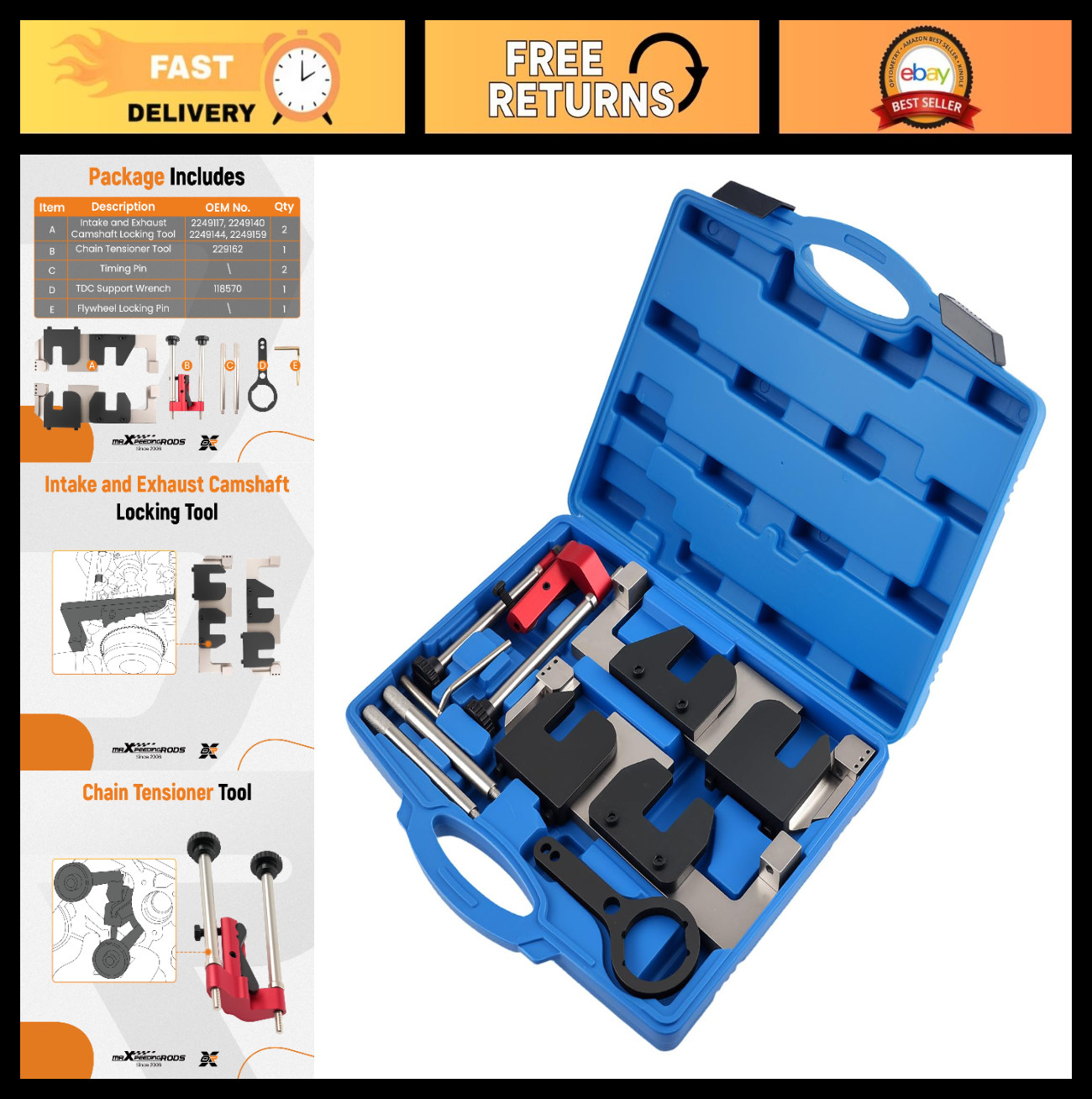 Engine Camshaft Alignment Timing Tool Kit for BMW M3 M5 M6 S63 – OEM Quality