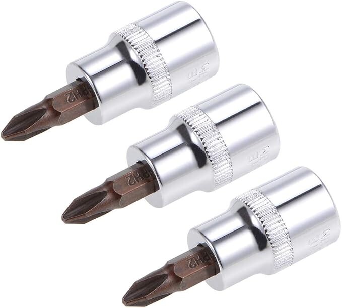 3/8″ Drive x PH2 Phillips Bit Socket, S2 Steel Bits, CR-V Sockets 48mm Length