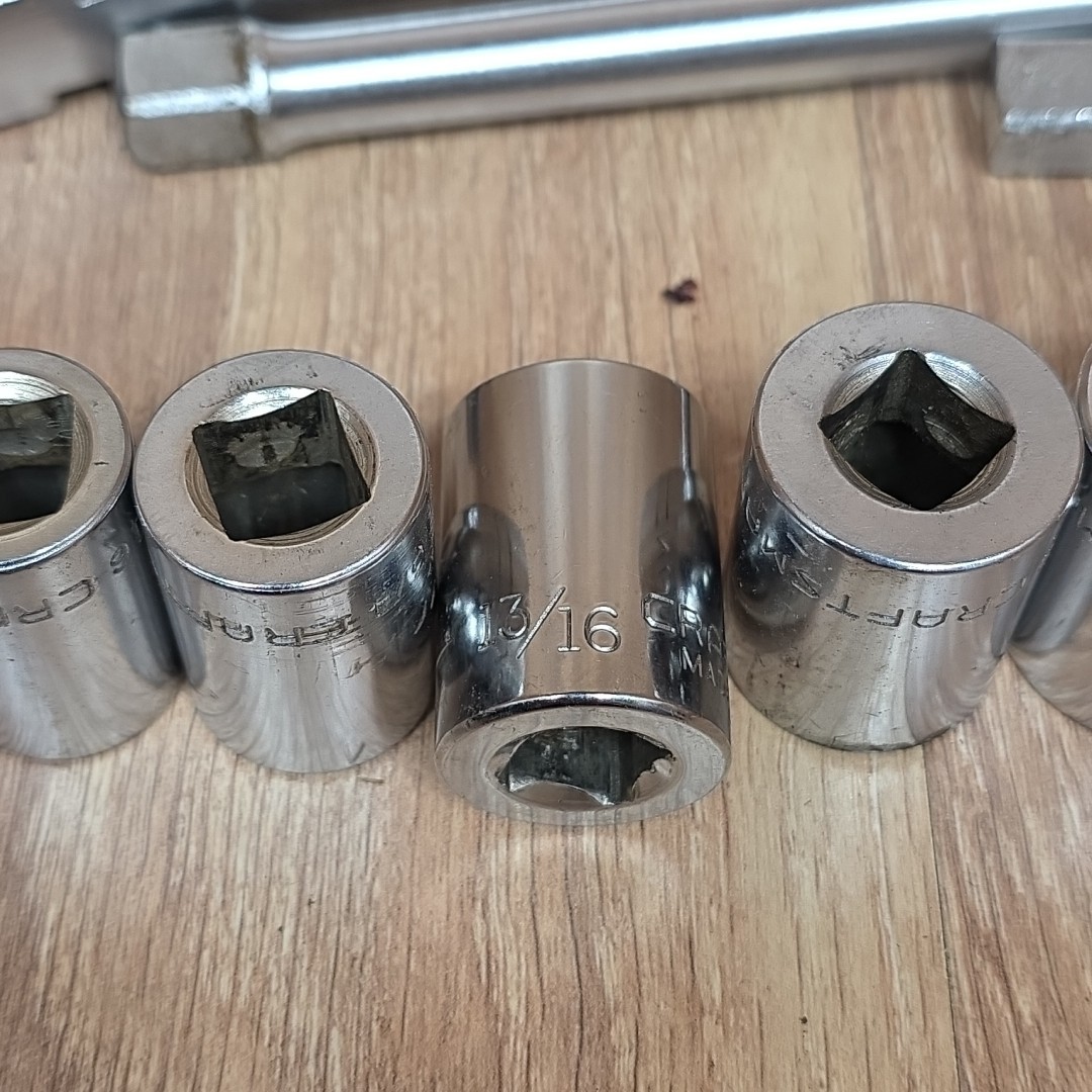 Vtg Craftsman Socket Set 1/2″ Drive 12 Point SAE Shallow 7/16″ To 1-1/8″ USA -V-