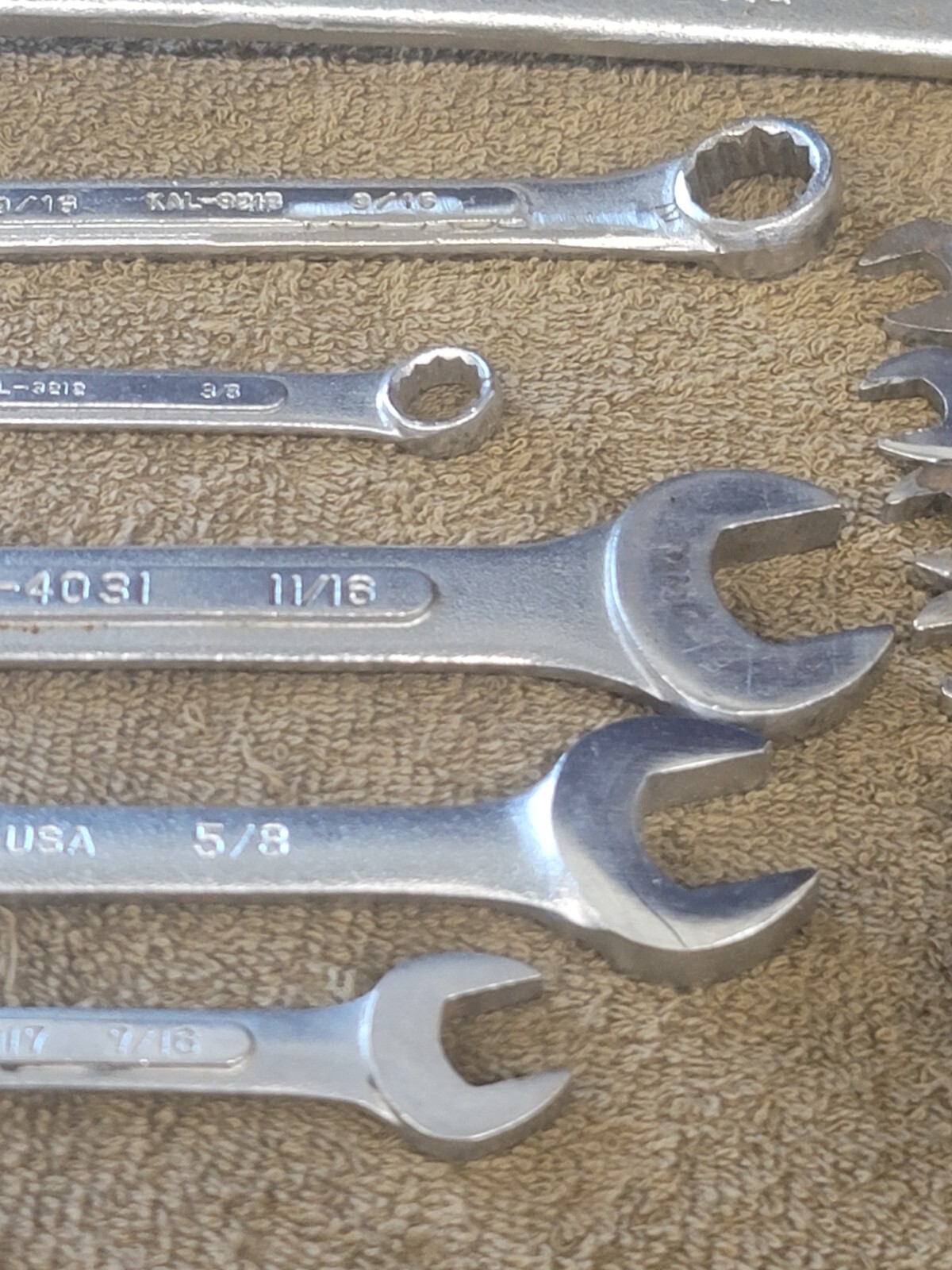 Kal Sae Combination Wrench Set 15/16 3/4 11/16 9/16 7/16 3/8 5/16 3/16 USA