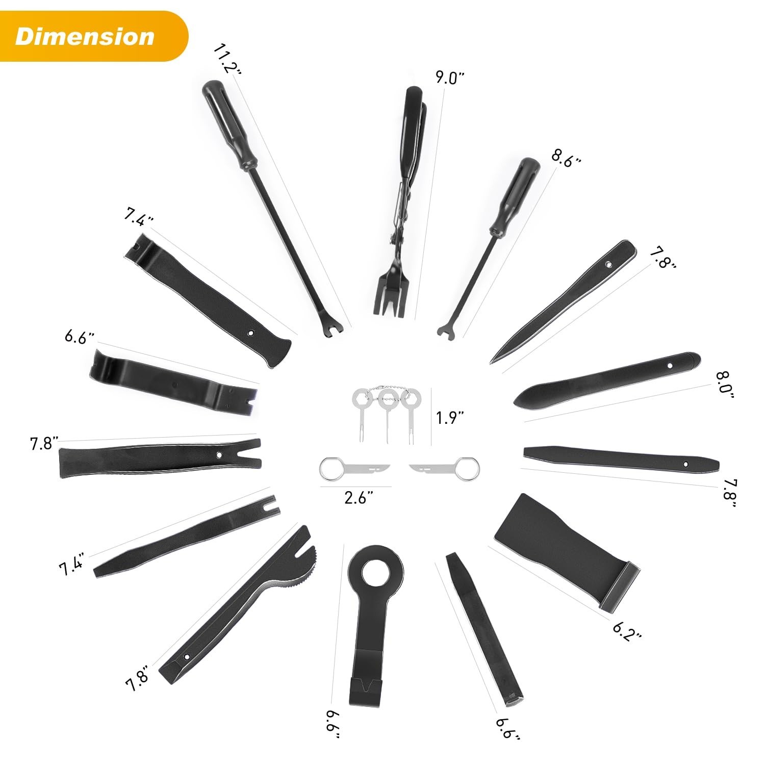 19Pcs Trim Removal Tool Set – Automotive Plastic Panel & Upholstery Tools with B