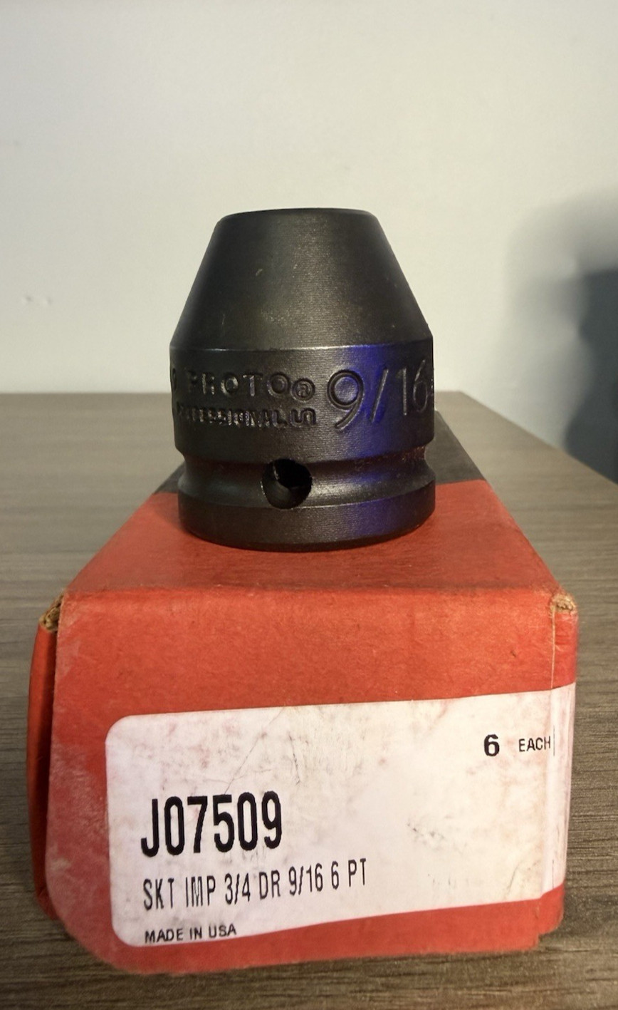 New Proto 3/4 in. Drive 9/16 in. 6-Point Impact Socket- J07509