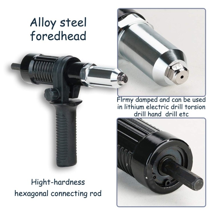 Cordless Electric Rivet Nut Tool Adapter, Steel, 450g, 2.4-4.8mm Rivet Sizes