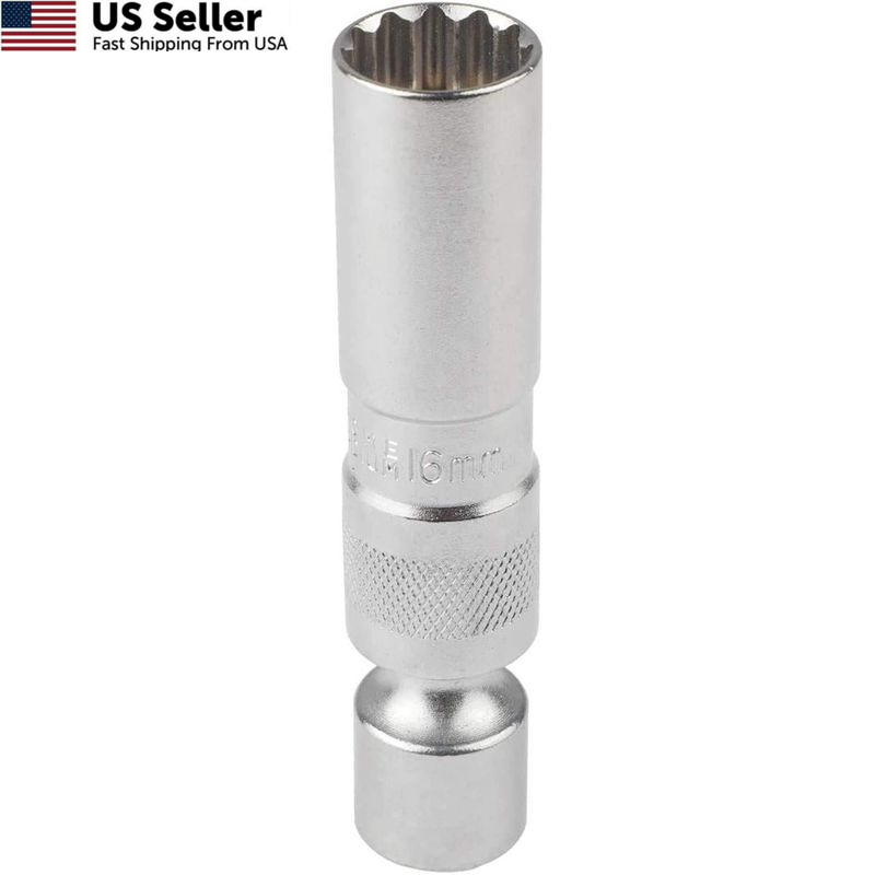 PLAYOCCAR 16mm Magnetic Swivel Spark Plug Socket Compatible with BMW, 3/8 S16