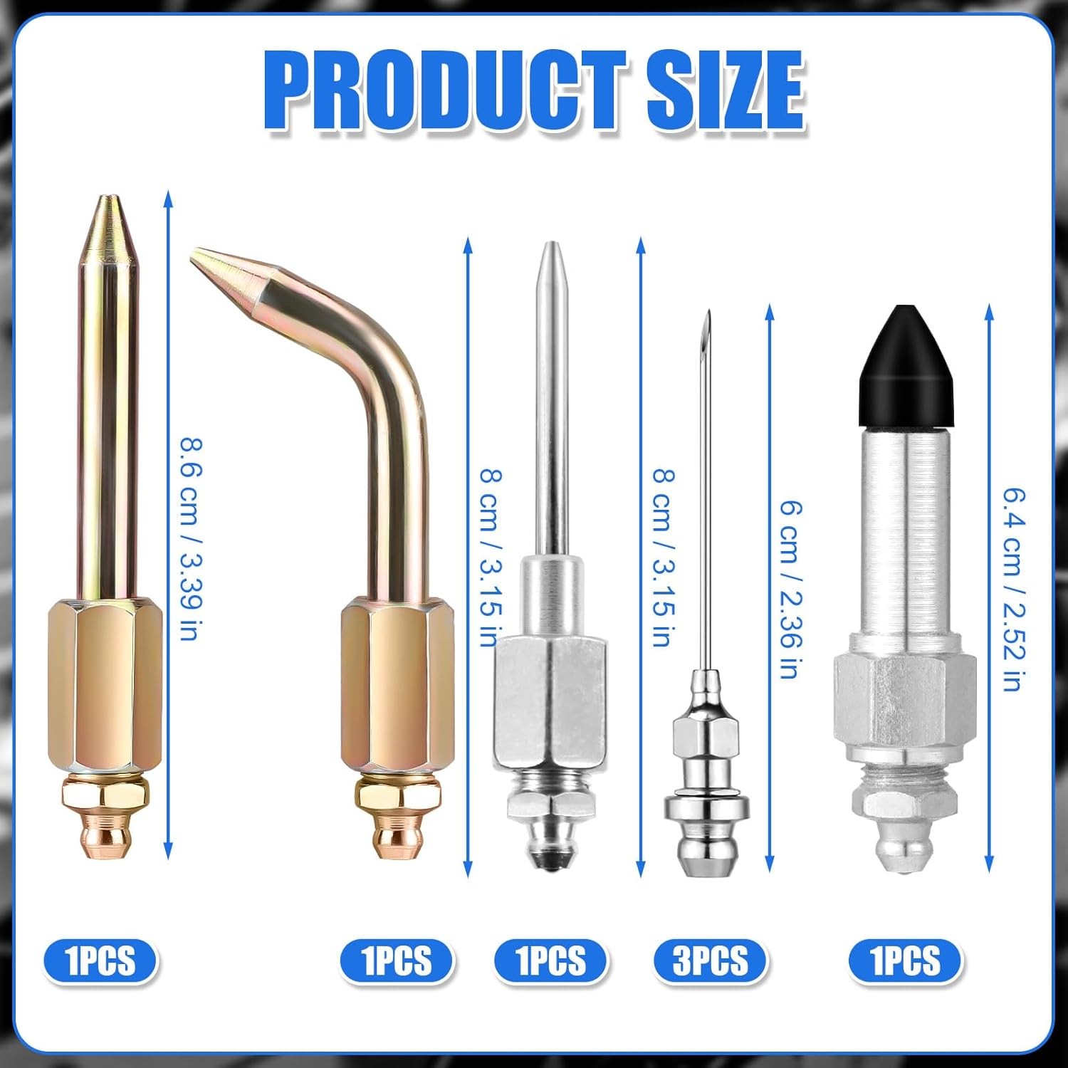 7pcs Grease Gun Accessory Kit, Including 3 Nozzle 1 Needle Dispenser…