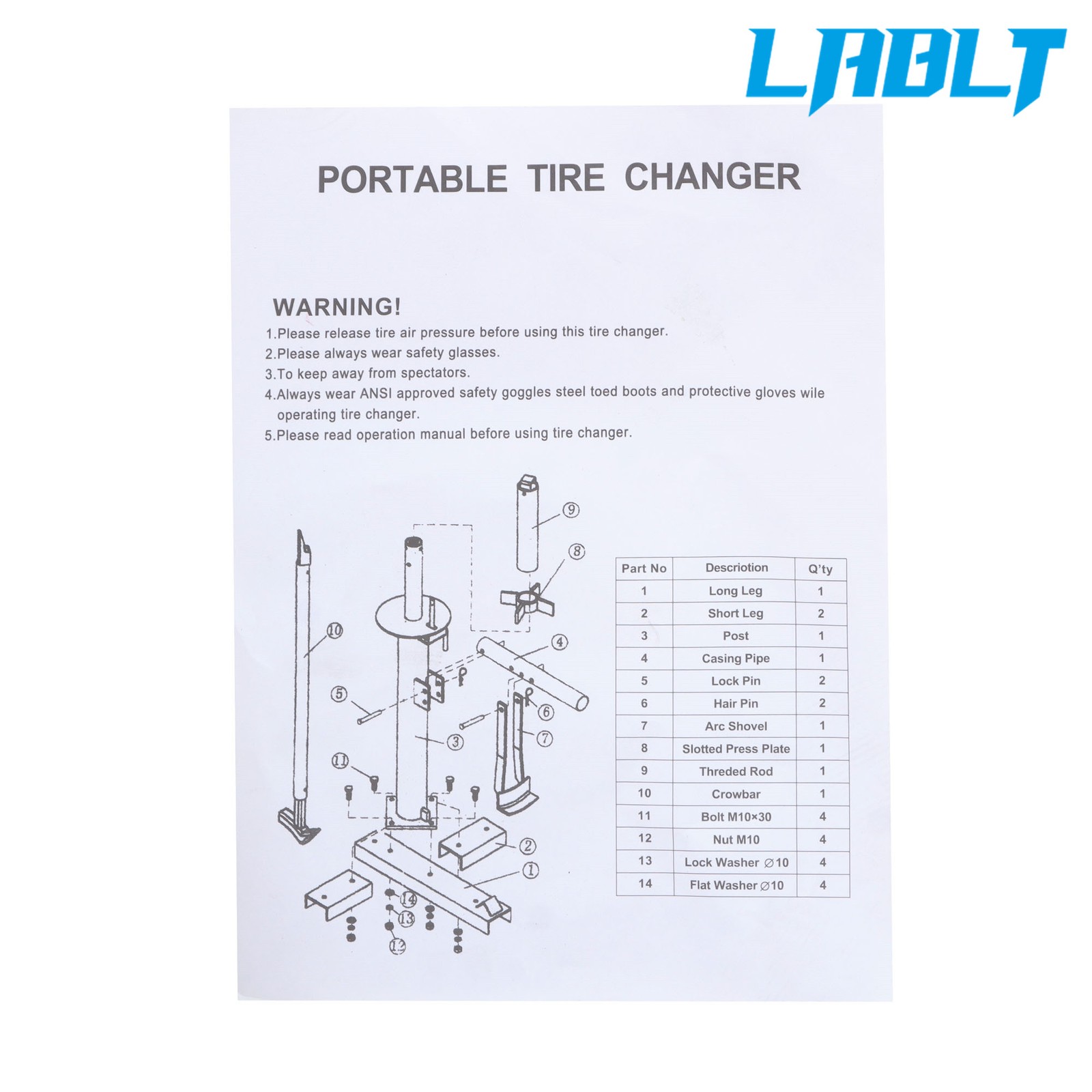 Manual Tire Changer Portable Hand Bead Breaker Mounting Tool For 8″ to 16″ Tires