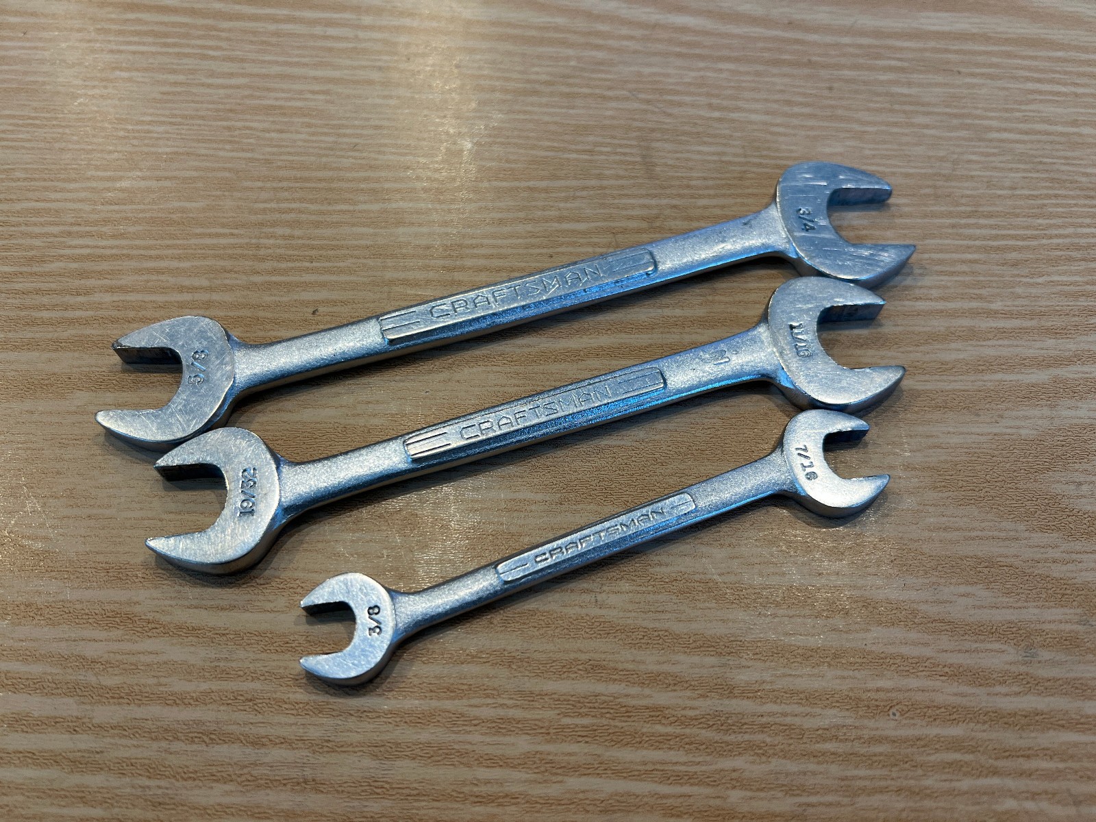 Sears Craftsman Double Open End Wrench Set USA 5/8×3/4 19/32×11/16 3/8×7/16 =V-