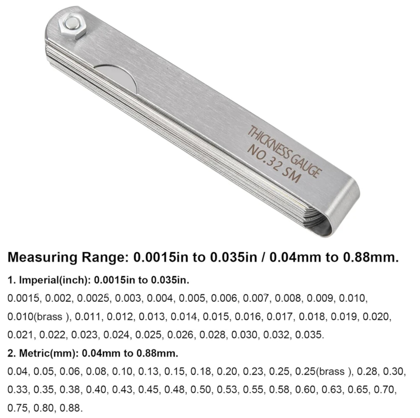 32 Blade Feeler Gauge Dual Reading Combination Feeler Gauge Metric & SAE US NEW