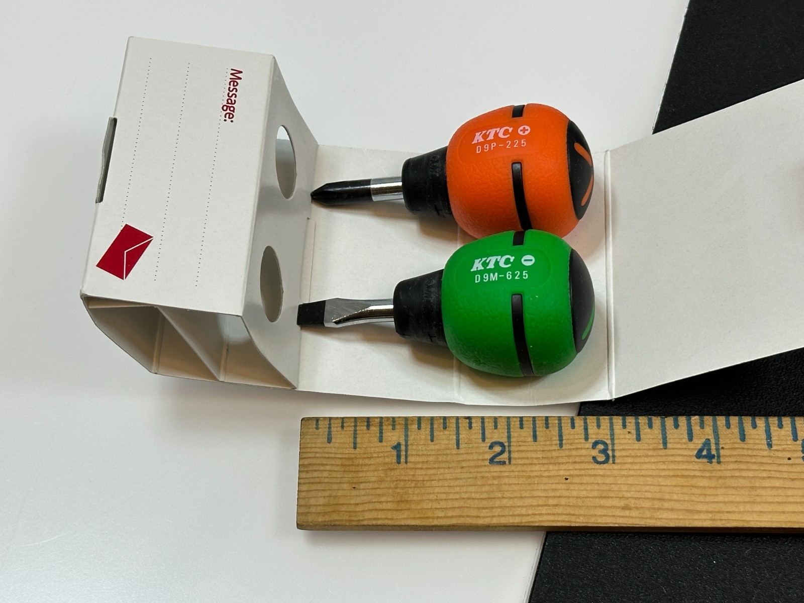 NEW KTC Tools JAPAN TD902 2pc Stubby Screwdriver Set ORANGE / GREEN Soft Grip