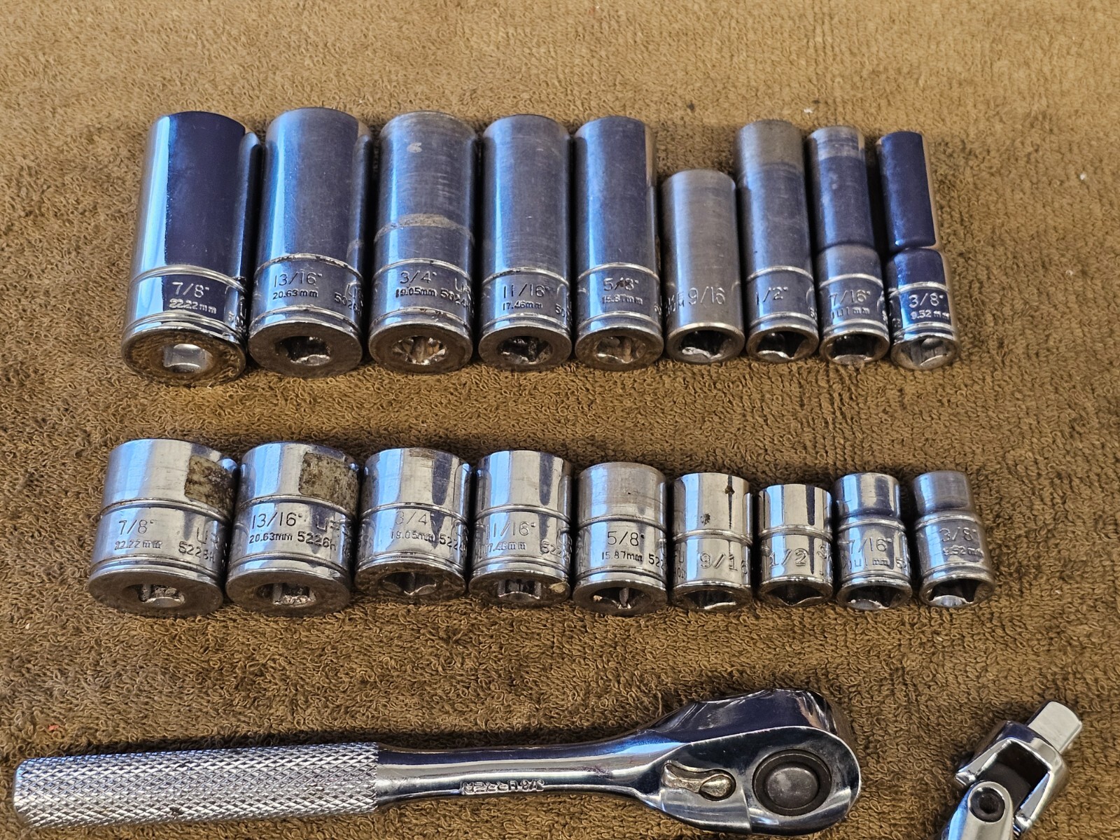 Urrea Socket Ratchet Extension Set 3/8″ 7/8 13/16 3/4 11/16 5/8 9/16 1/2 7/16″