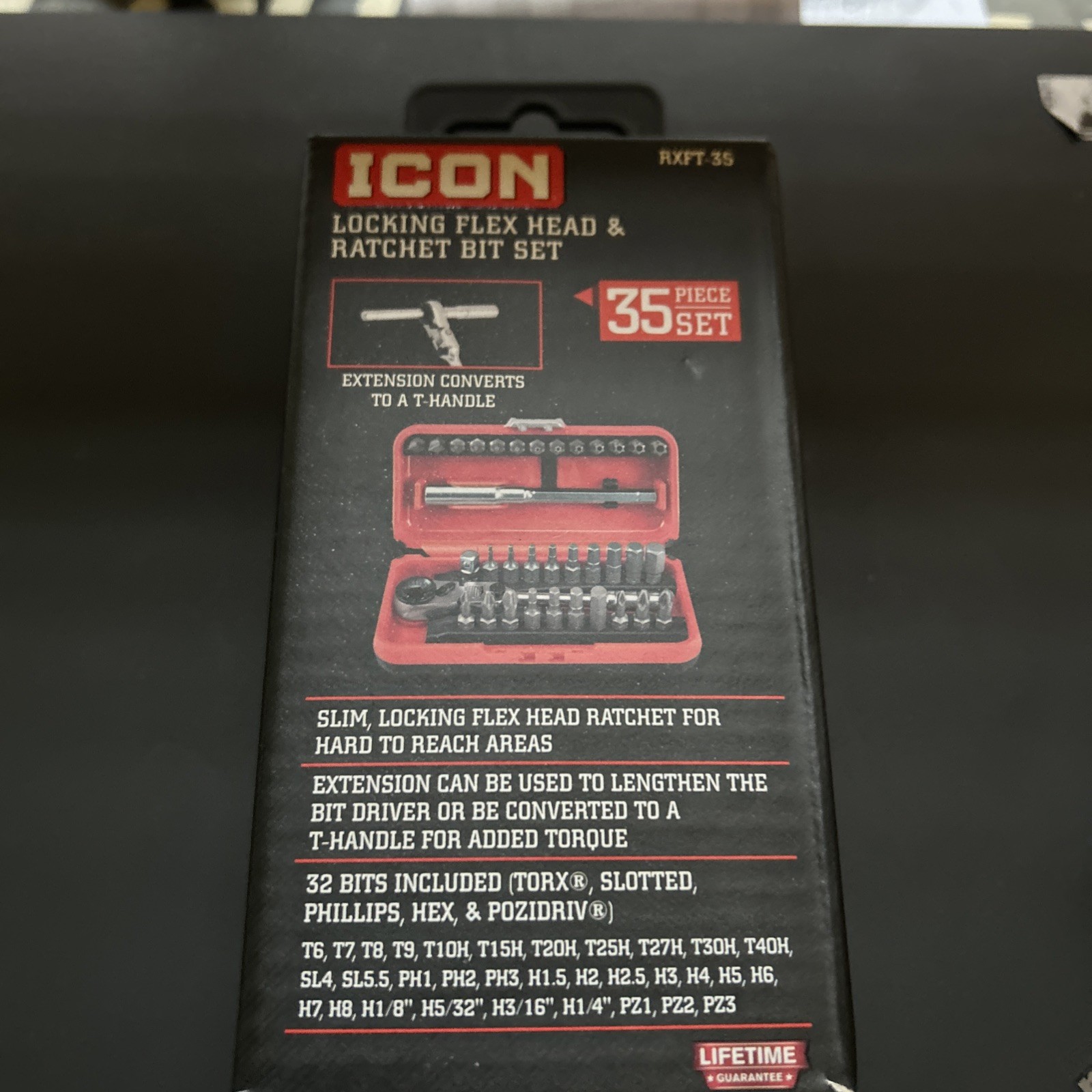 ICON RXFT-35 Locking Flex Head Ratchet and Bit Set 35 Piece NEW