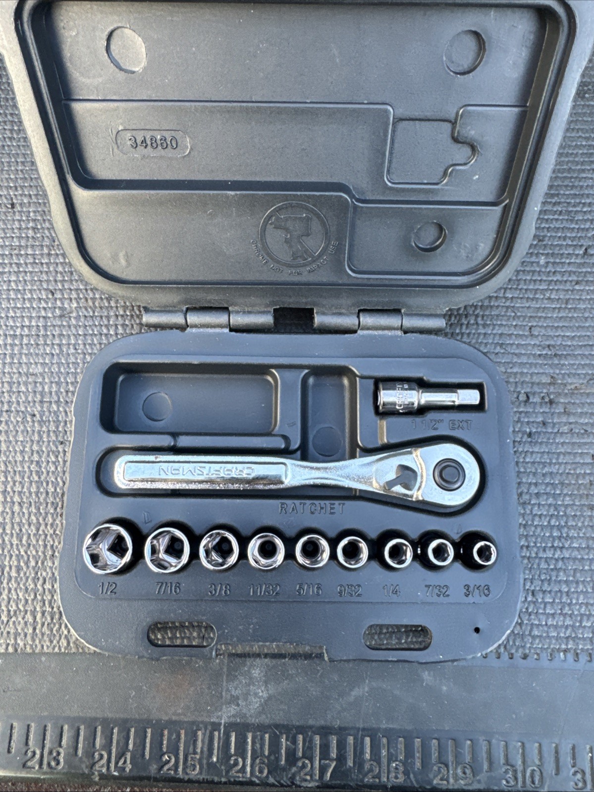 NOS Sears Craftsman USA 11-piece 1/4″ Drive Socket Wrench Set Case, 9-34860