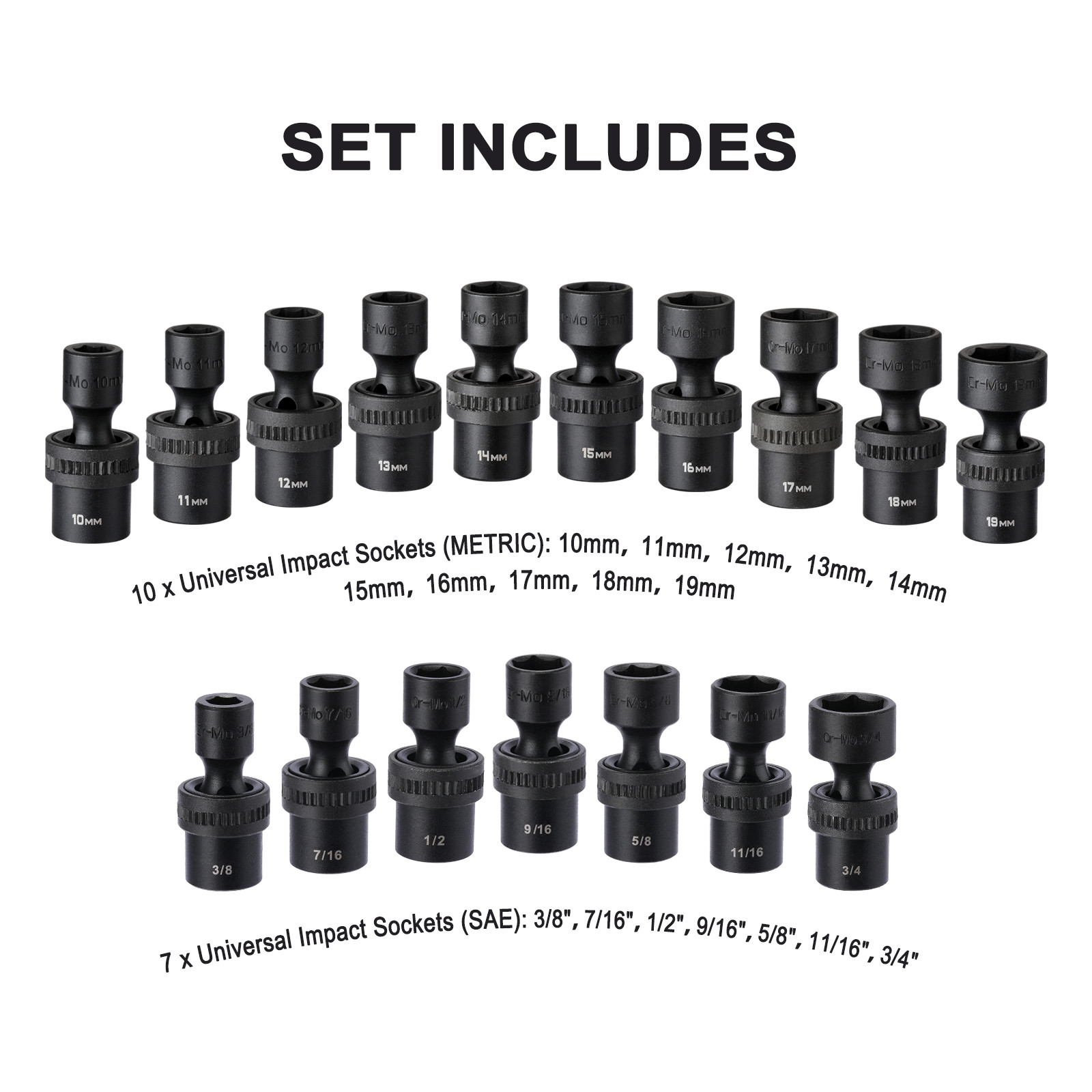 87 Pcs 3/8″ Drive Master Impact Socket Set Cr-MO Steel 1/4″-3/4″, 6mm-19mm