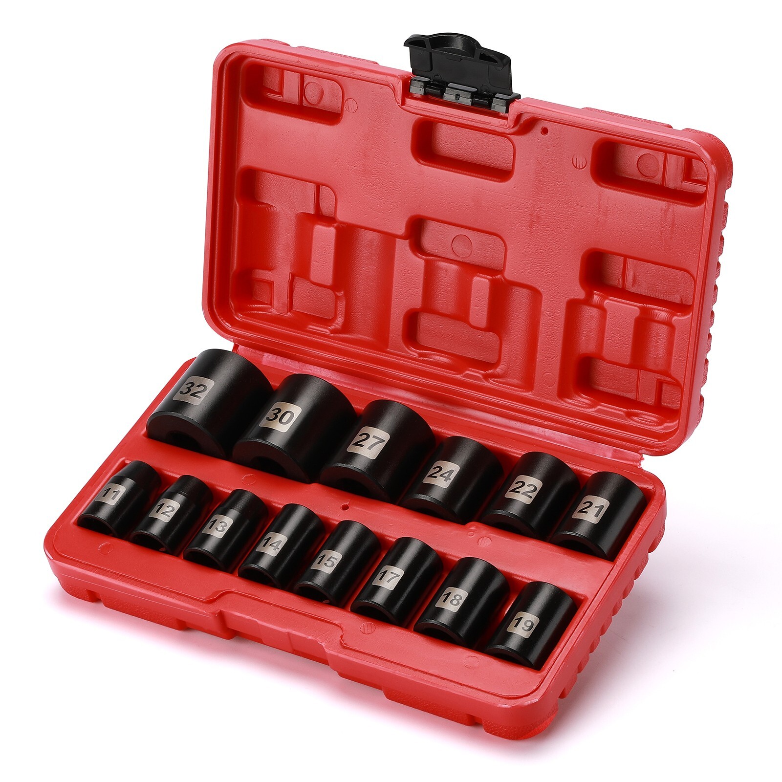 14 Pieces 1/2-Inch Drive Shallow Impact Socket Set, Metric, 6-Point, 11mm – 32mm