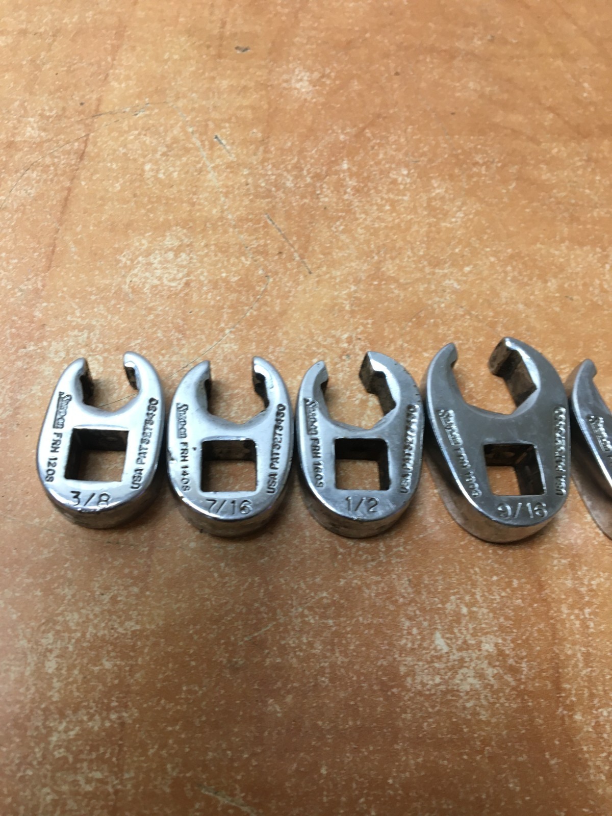 Vintage Snap On 7 Pc. Crowfoot Flare Nut Set 207S-FRH 3/8 Drive 3/8-3/4 COMPLETE