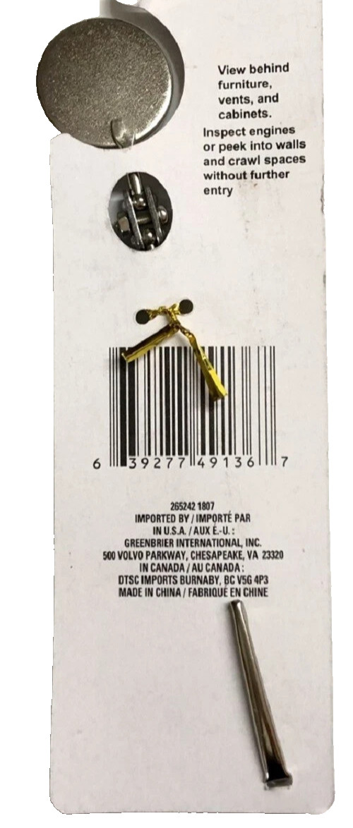 Tool Bench Telescoping Engine Inspection Mirror (5 – 19″ reach) Free Shipping.