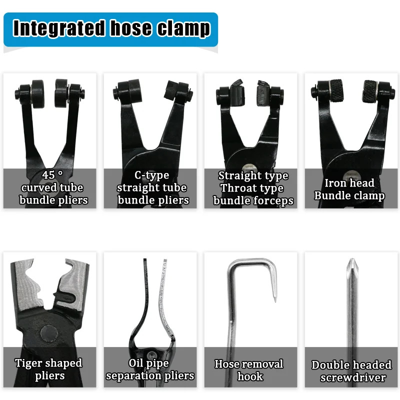 9Pcs Auto Hose Clamp Ring Plier Set Flexible Wire Cable Type Joint Boot Clamps R