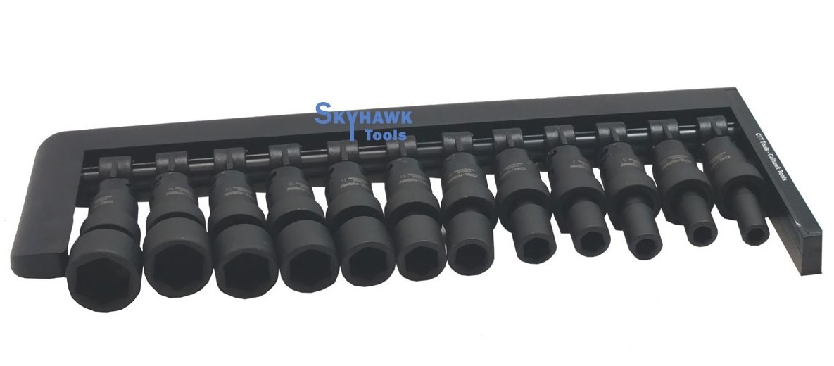 12-Pc. Metric 1/4″-Dr. Universal Swivel Impact Socket Set CrMo Steel Black PO4