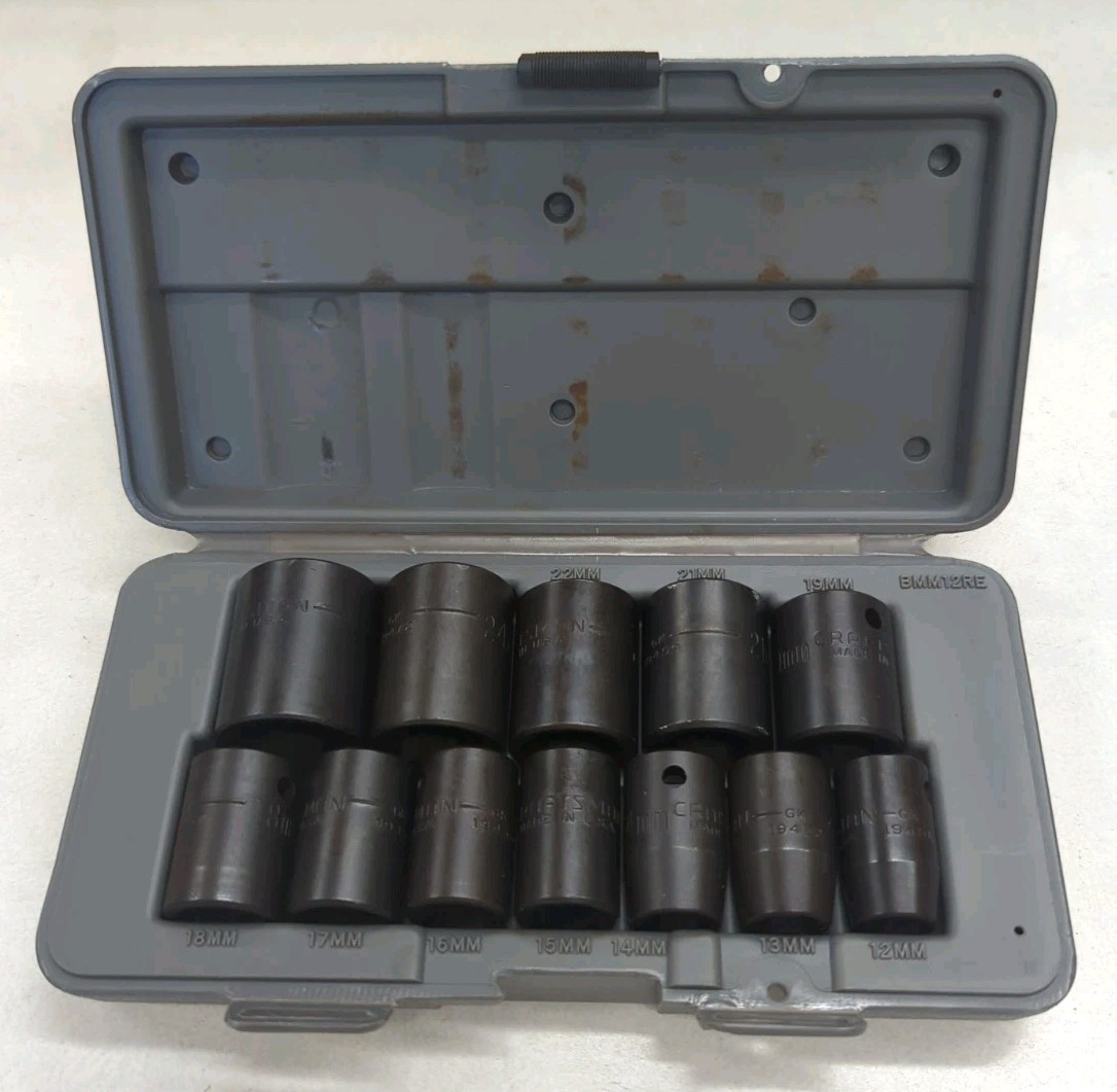 Craftsman 1/2″ Drive 12pc Impact Air Drive Metric mm Socket Set 19450 USA 6pt
