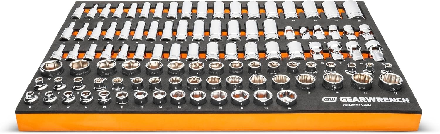 104 Piece 3/8” Drive Master Metric Socket Set in Foam Storage Tray – GWMSSKT38MM