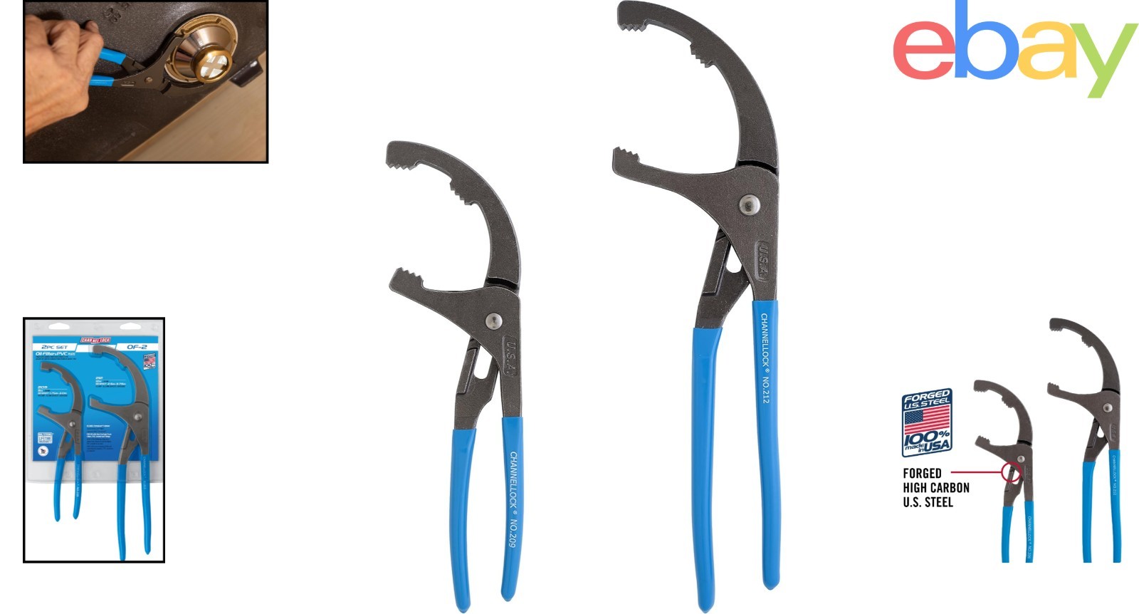 Durable 2-Piece Oil Filter Pliers Set with Rust Prevention Coating and Features