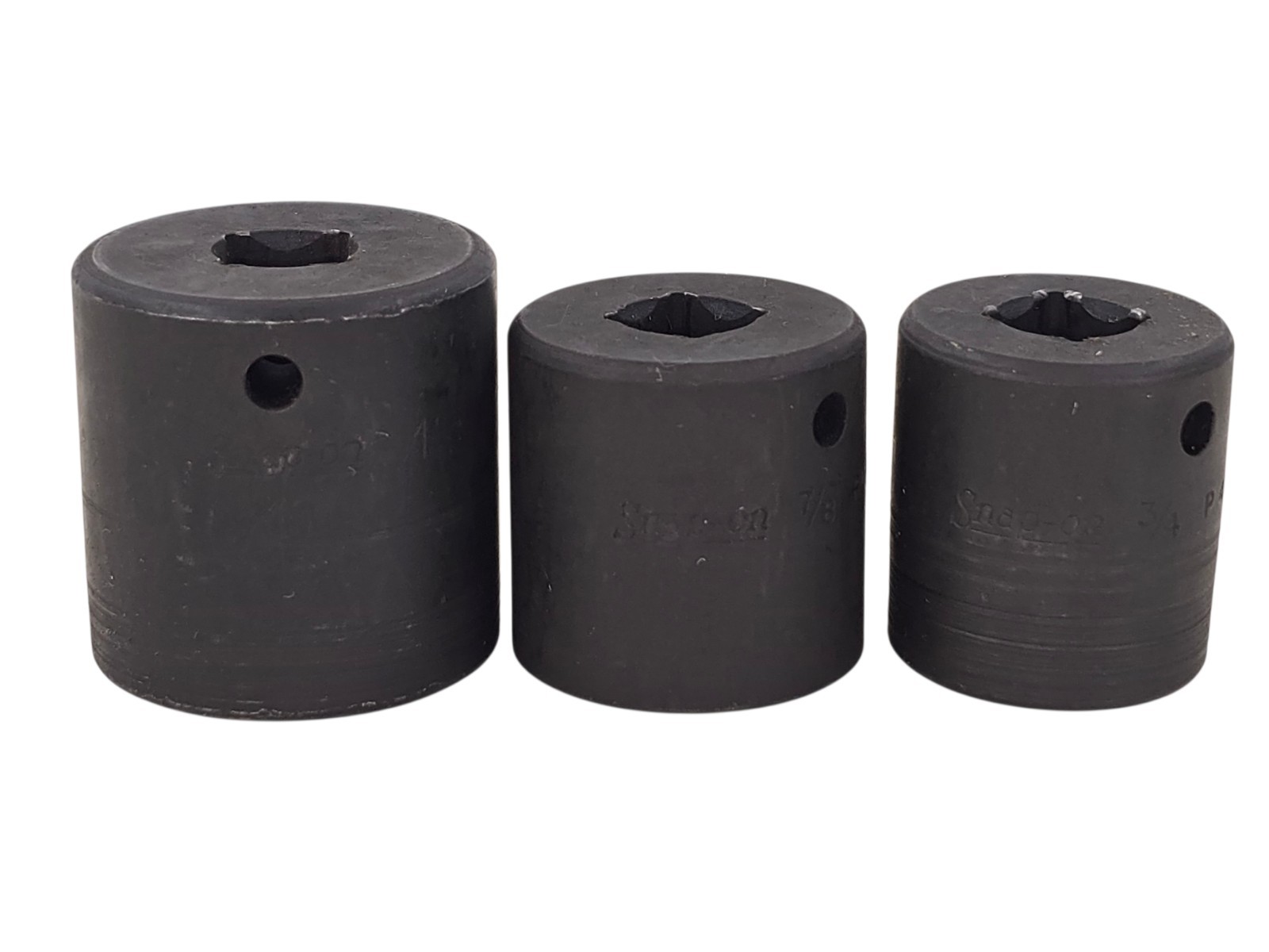 7 SNAP-ON 1/2″ DRIVE 8 POINT SAE SHALLOW DOUBLE SQUARE POWER SOCKETS