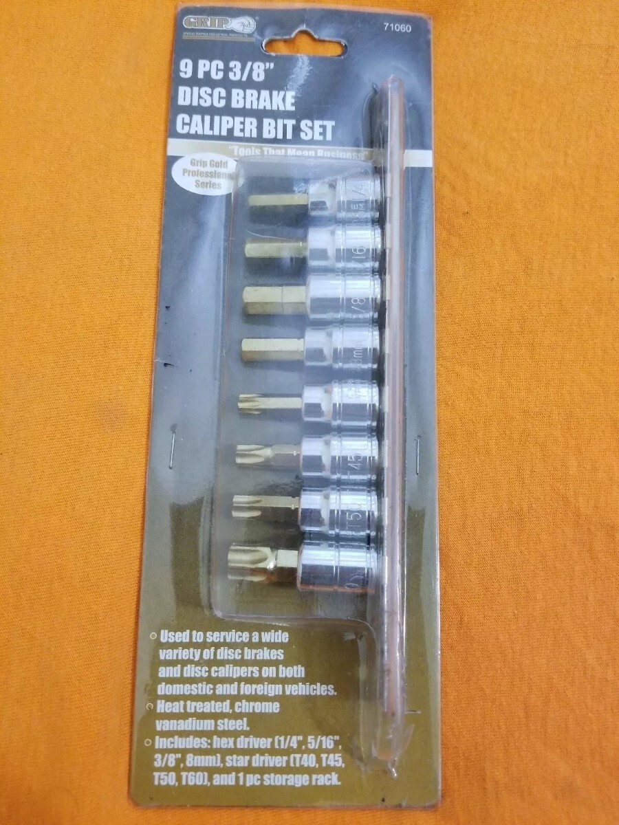 BRAND NEW # 71060 GRIP 9 PC 3/8″ DRIVE DISC BRAKE CALIPER BIT SET ** (FVS031094)