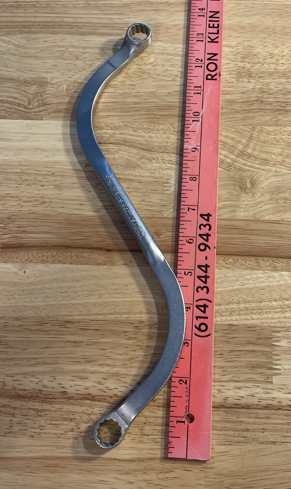 Snap-On Tools S9607 9/16″ 12-Point GM Door Hinge Curved S-Wrench USA