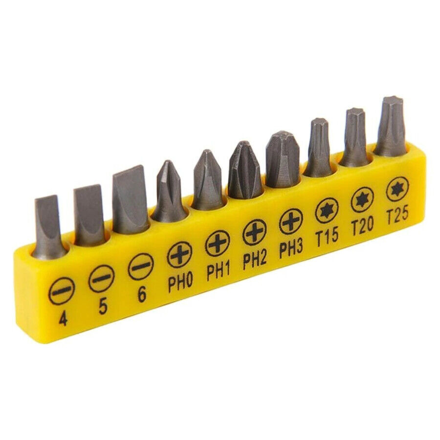 Ratcheting Right Angle Screwdriver Hex Drive 90 Degree Offset + 10pcs Bits Set