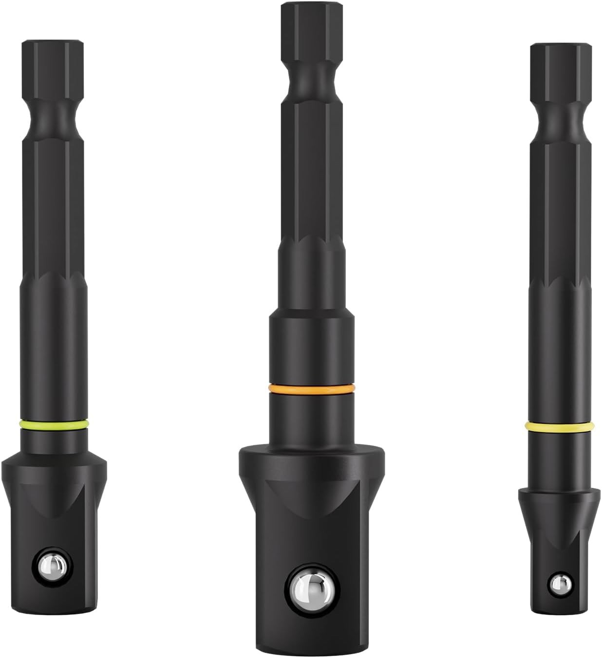 3-Piece Socket Adapter Extension Set, 1/4, 3/8, 1/2-Inch Drive for Power Drill