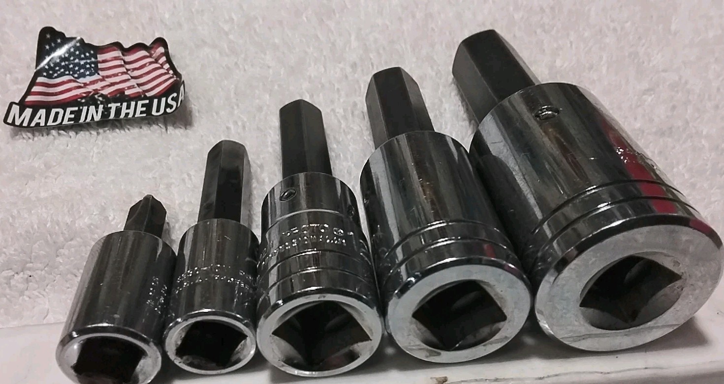 5PC PROTO 1/2″&3/8″ DRIVE 17MM-14MM-12MM-10MM& #4 PHILLIPS HEX SOCKET SET…