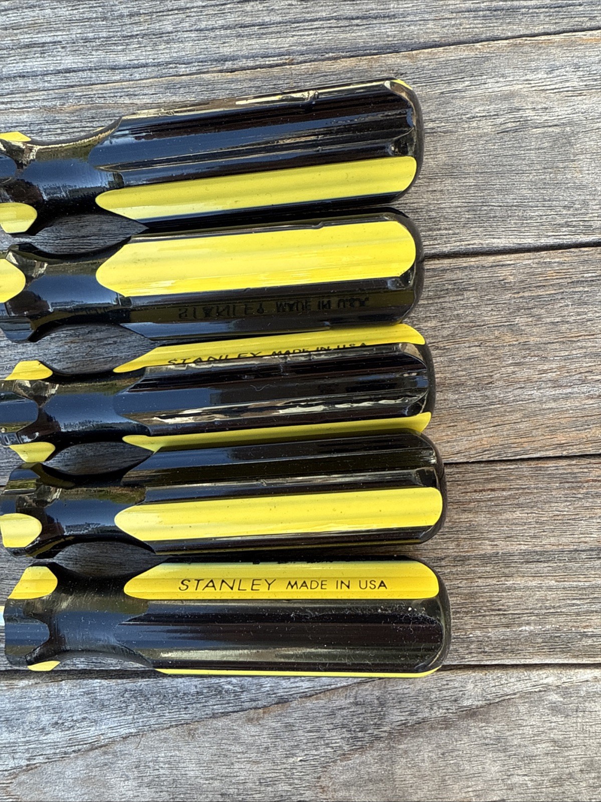 VTG Stanley 5pc Flathead Slotted Phillips Screwdrivers Made in USA Black Yellow