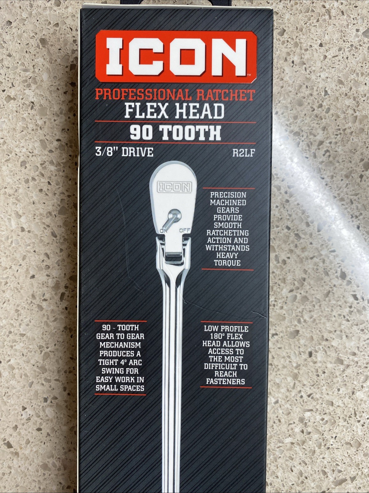 NEW ICON 3/8″ Drive Professional Flex Head 90 Tooth Ratchet Chrome R2LF 58585