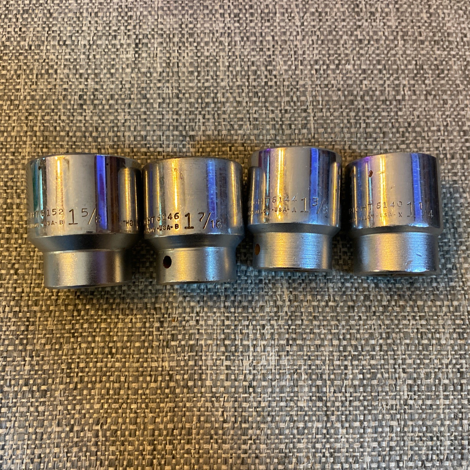 Wright Sockets 3/4 Drive Lot Of 4 1 5/8 ,1 7/16,1 3/8, 1 1/4 Made U.S.A.