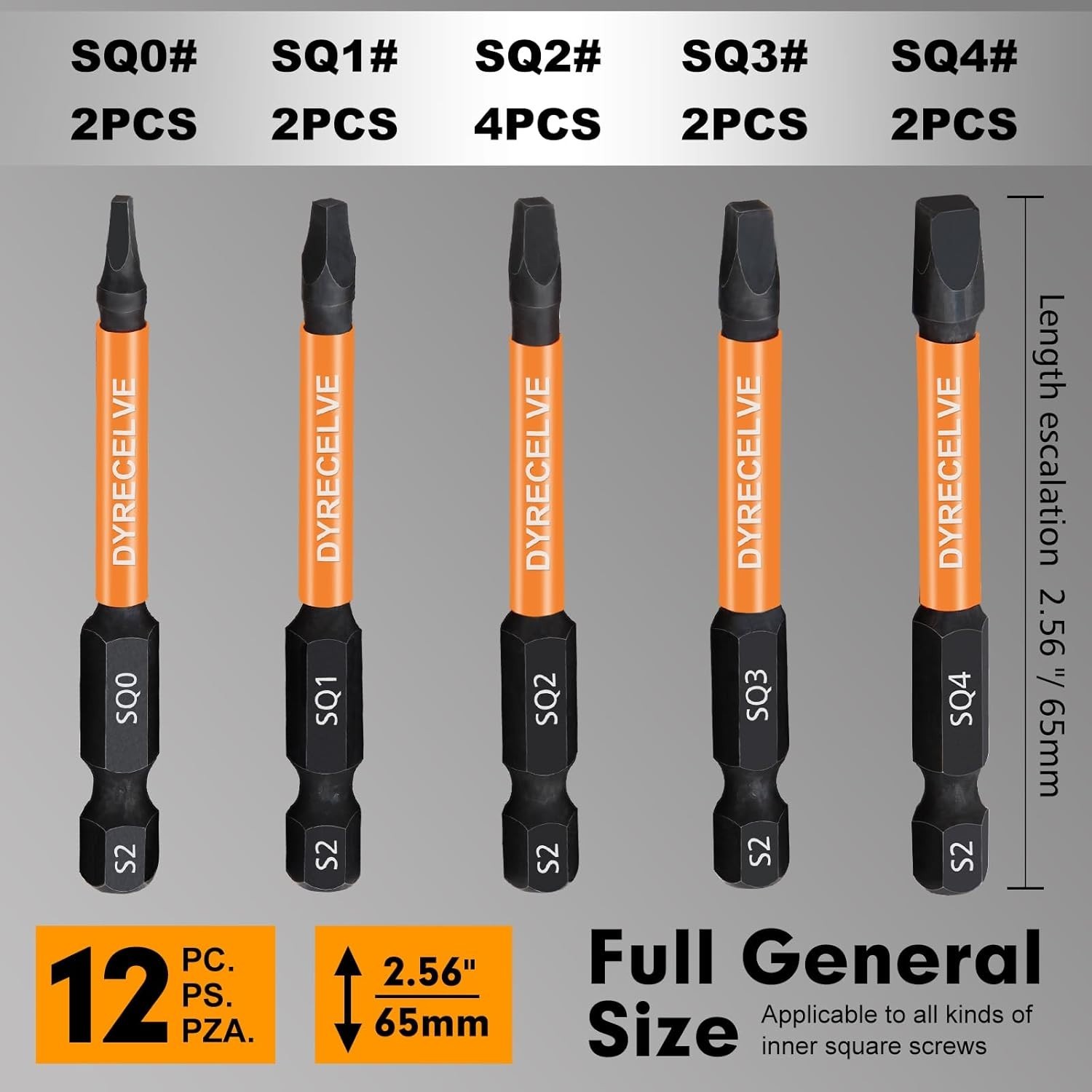 Durable Square Drive Bit Set – 12-Piece Magnetic Hex Shank Tools for All Needs