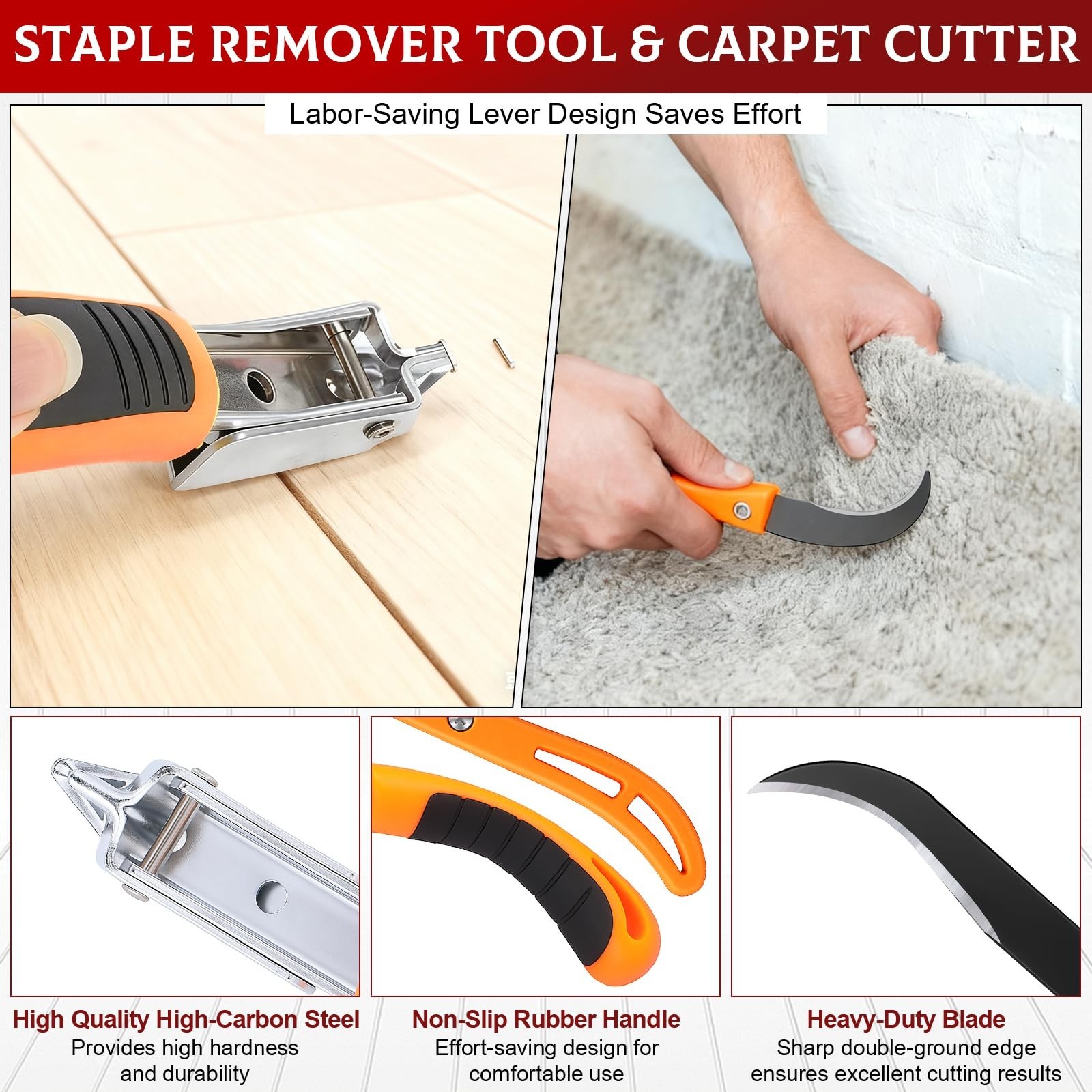 6Pcs Trim Removal Tool Kit – Upholstery Staple Remover, Nail Puller & Pry Bar Se