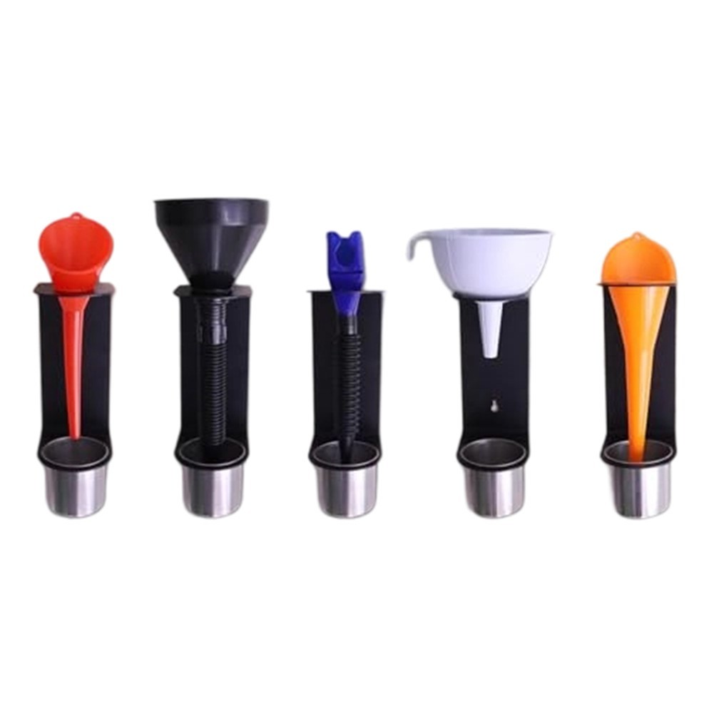 Heavy Duty Carbon Steel Funnel Holder Rack Set for Garage Workshop Organization