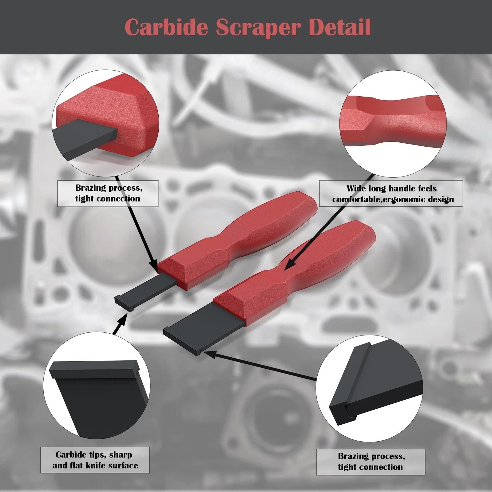 Carbide Scraper, Super Carbide Gasket Scraper for Metal and Automotive, 1-1/4