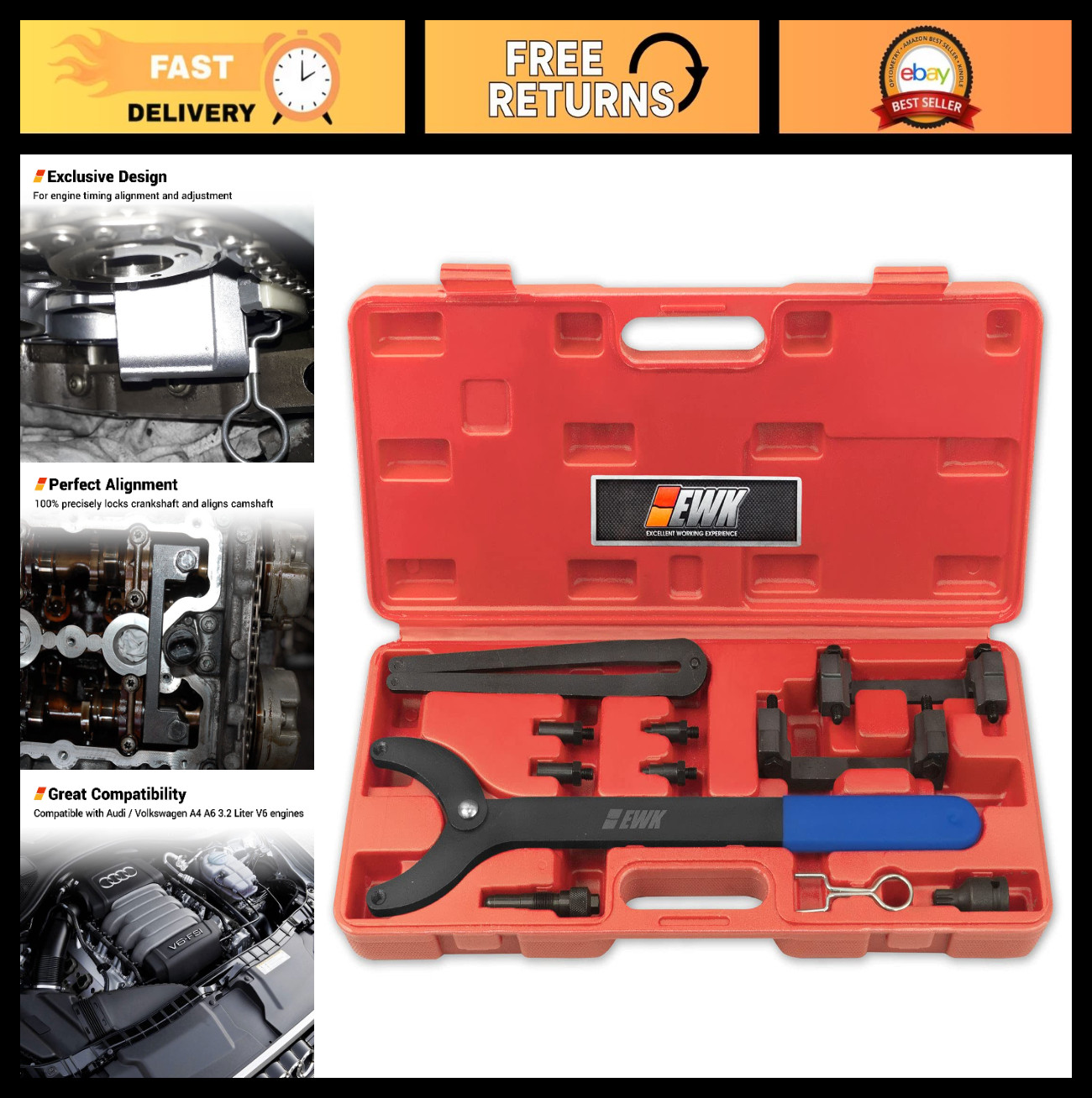Timing Chain Adjuster Tool Kit for Audi VW 3.2 V6 A4 A6 2.5 4.2 – T40069 Compati